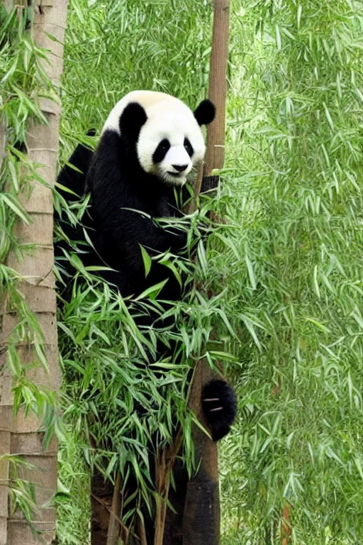 Image similar to a monk panda in the middle of the bamboos