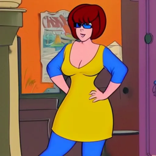 Prompt: curvy velma from scooby doo in a Disney movie,
