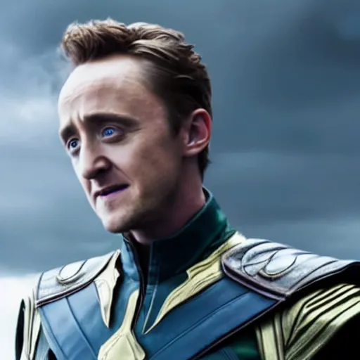 Image similar to film still of Tom Felton as Loki in Avengers Infinity War