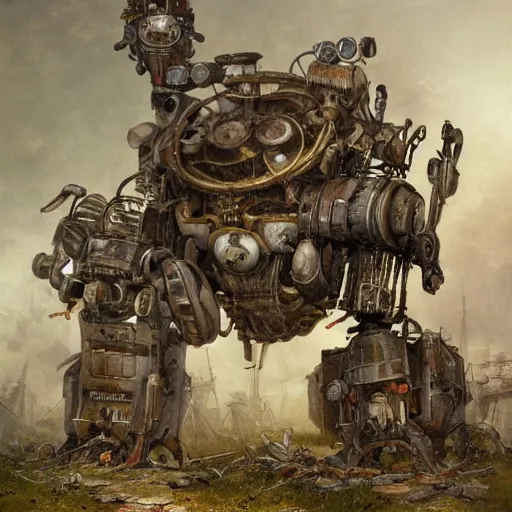 Image similar to Jean-Baptiste Monge, Jean-Baptiste Monge, Jean-Baptiste Monge, Jean-Baptiste Monge, Jean-Baptiste Monge, Jean-Baptiste Monge artwork of a cluttered robot junkyard