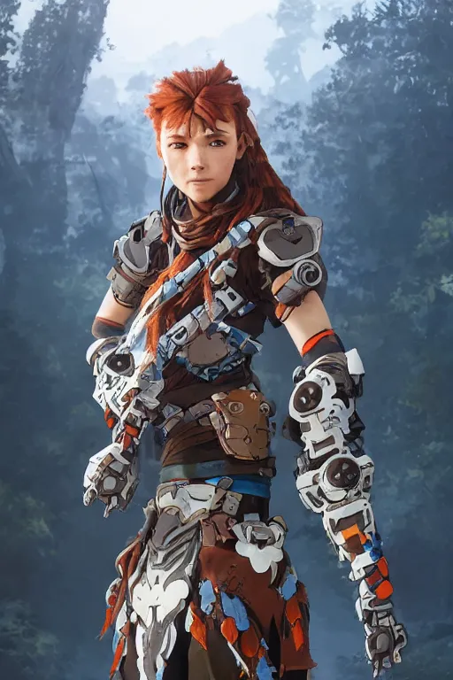 Image similar to combination suit armor aloy horizon forbidden west horizon zero dawn robot ninja mask helmet backpack tribal, aesthetic octane render, 8 k hd resolution, by ilya kuvshinov and cushart krentz and gilleard james radiating a glowing aura cgi rtx 2 0 2 2