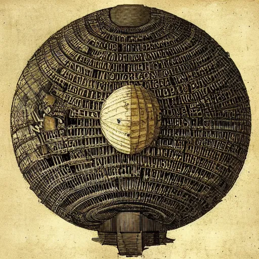 Image similar to hyper detailed anatomical description of a Dyson Sphere by Leonardo Da Vinci