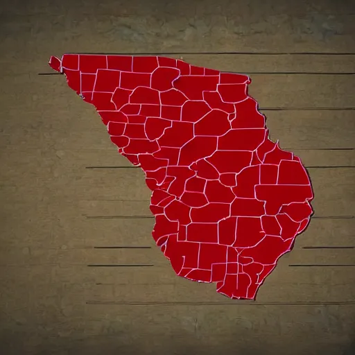 Prompt: spinning 3d Georgia (U.S. state) graphic render. 3d volume in the shape of Georgia, RED color