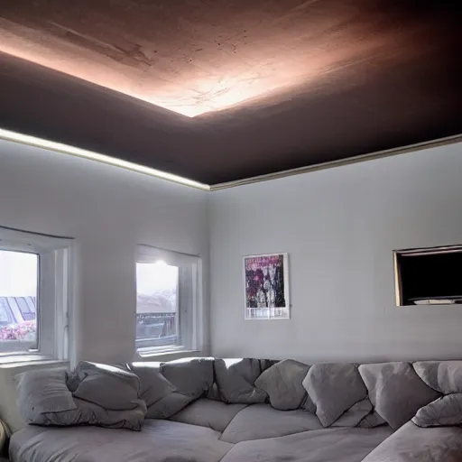 Image similar to a couch on the ceiling