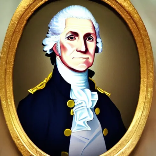 Image similar to anime! George Washington, portrait, Violet Evergarden style!