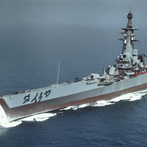 Image similar to color photo of japanese battleship yamato, hyperdetailed, clolor photograph