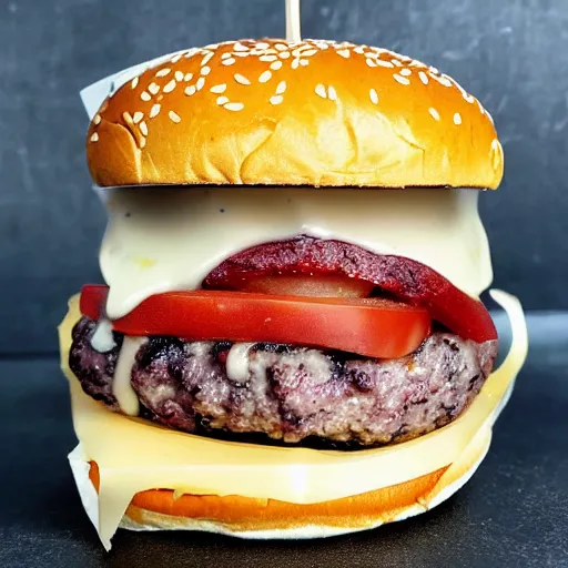 Prompt: burger made completely out of cheese