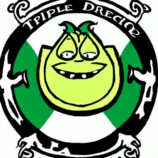 Image similar to a triple - melon logo, with devil faces, in cartoon style,