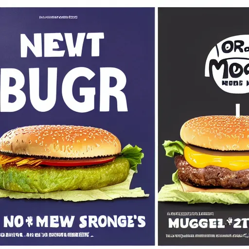 Image similar to promotional ad featuring the all new mc maggot, the new burger from McDonald's made with 100% maggots