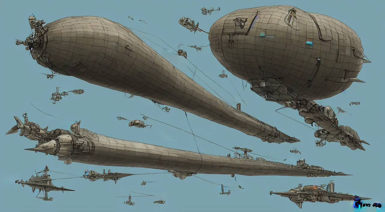 Prompt: AIRSHIP, dieselpunk by Tomino-sama