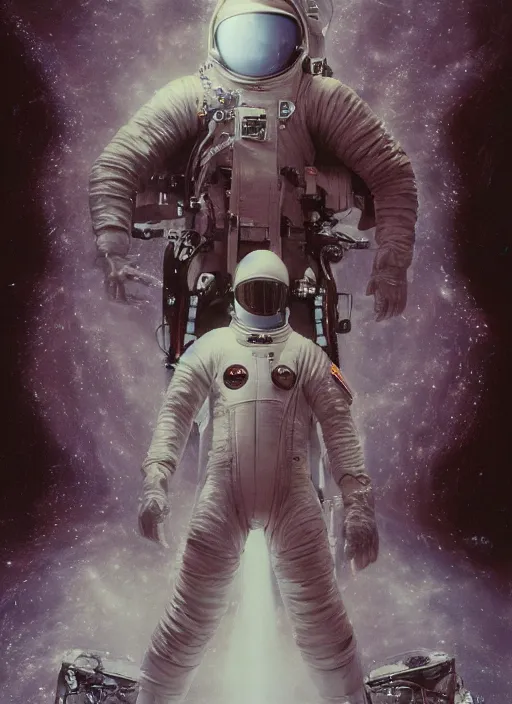 Image similar to astronaut in dark void underwater - complex and hyperdetailed technical suit design. reflection and dispersion materials. rays and dispersion of light. volumetric light. f / 3 2. noise film photo. flash photography. ultra realistic, 5 0 mm. poster by wayne barlowe, hajime sorayama aaron horkey, craig mullins