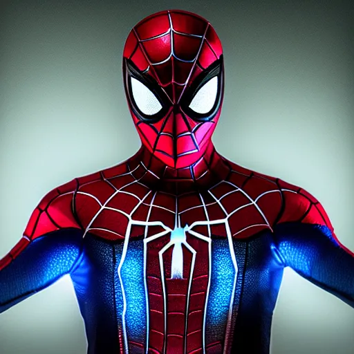 Image similar to photo of cyber spiderman with leds