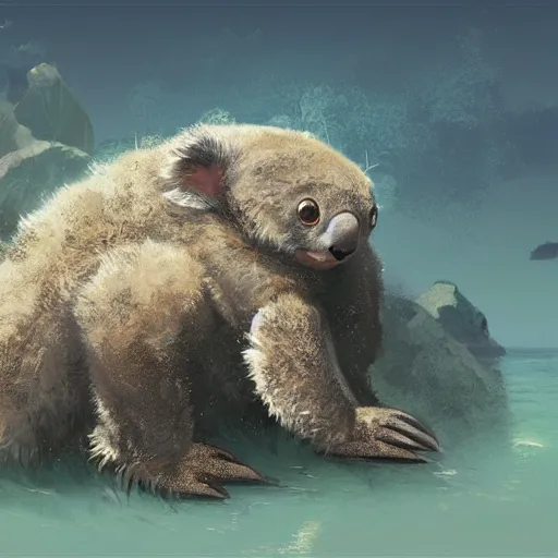 Prompt: sea koala digital art in the style of greg rutkowski and craig mullins, 4 k