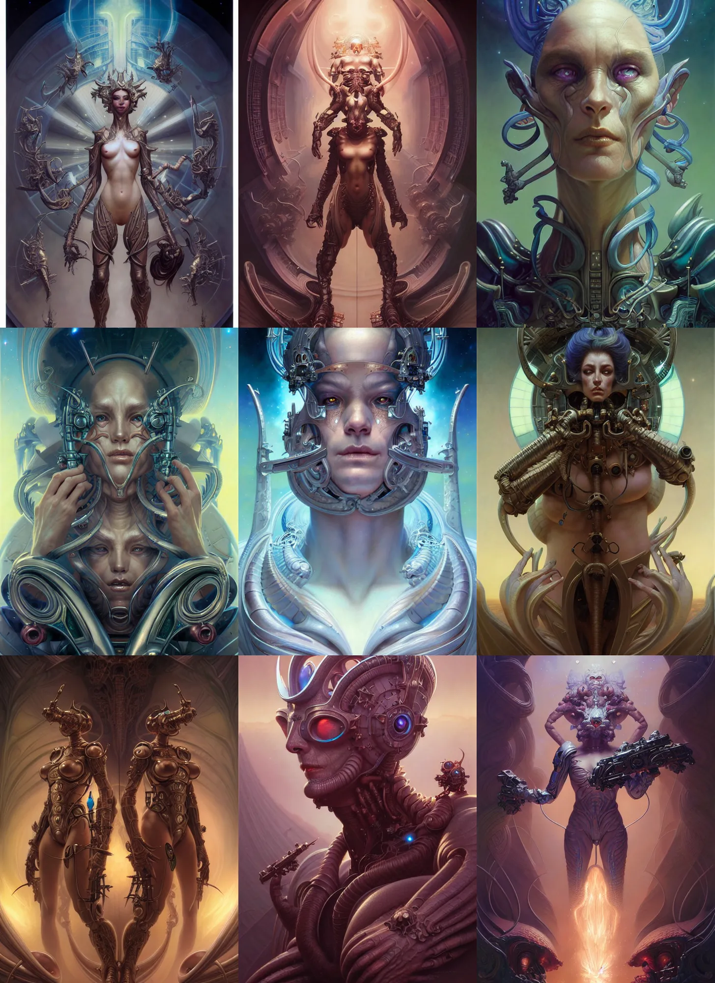 Image similar to beautiful gemini fantasy character portrait, ultra realistic, wide angle, intricate details, total recall artifacts, highly detailed by peter mohrbacher, hajime sorayama, wayne barlowe, boris vallejo, aaron horkey, gaston bussiere, craig mullins