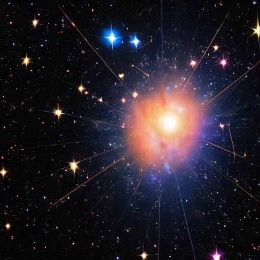 Prompt: a cosmic explosion of a distant star cosmos stars