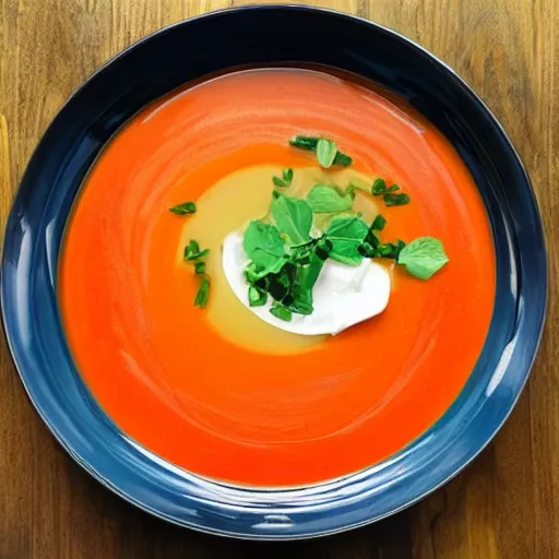 Prompt: a bowl of soup that looks like Mars