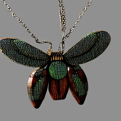 Prompt: jewelry made of insects