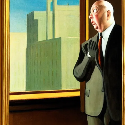 Prompt: painting of Alfred Hitchcock’s vertigo, by Edward Hopper