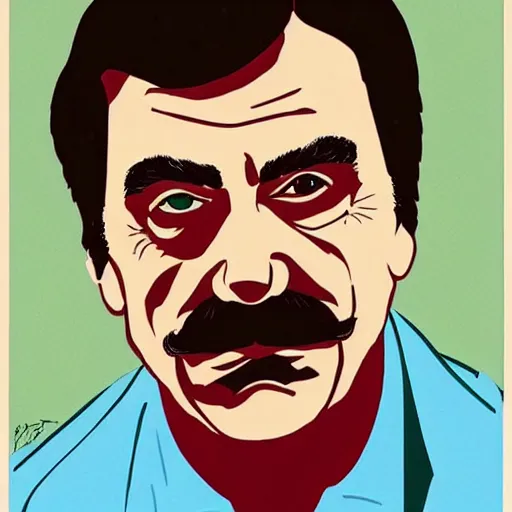 Image similar to tom selleck portrait illustrated by chris ware