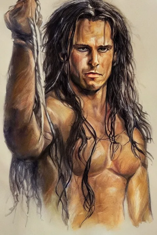 Image similar to disney's tarzan, solo portrait, 🎨🖌