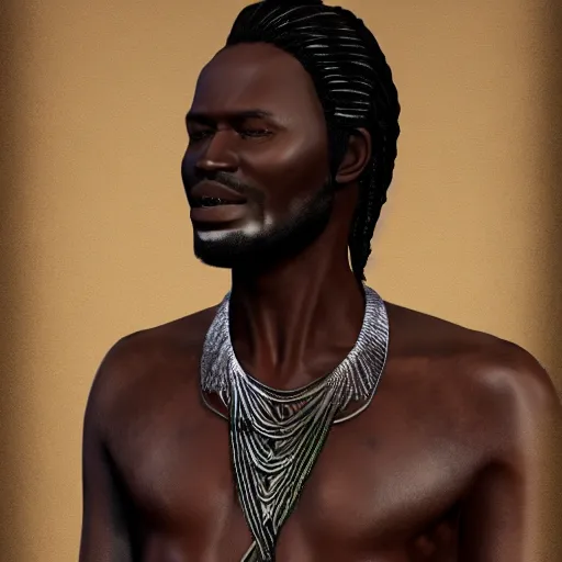 Image similar to east african man, with twists for hair, extremely detailed, intricate, 4 k