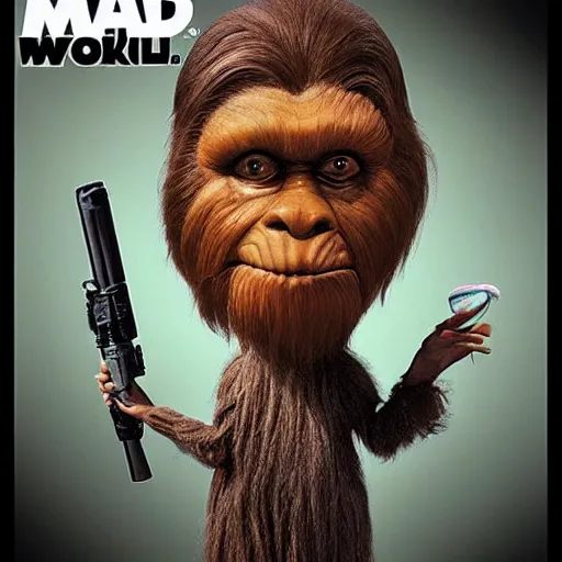 Image similar to mad magazine cover photo portrait caricature leia wookiee