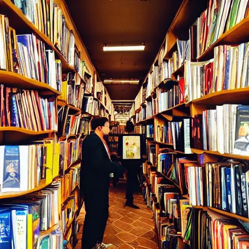 Image similar to “a portrait of an alien mariachi band in a book store, Sigma 24mm f/8”