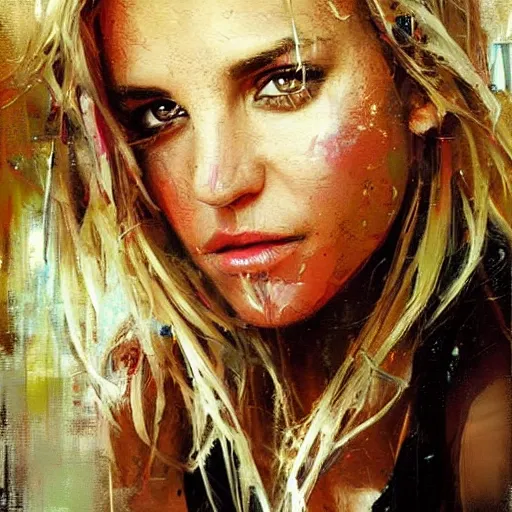 Image similar to jamie lynn spears and britney spears morphed together, hybrid, jeremy mann painting