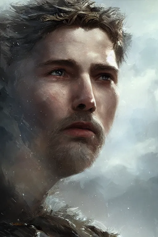 Image similar to King Arthur, close-up portrait, powerfull, intricate, elegant, volumetric lighting, scenery, digital painting, highly detailed, artstation, sharp focus, illustration, concept art, ruan jia, steve mccurry