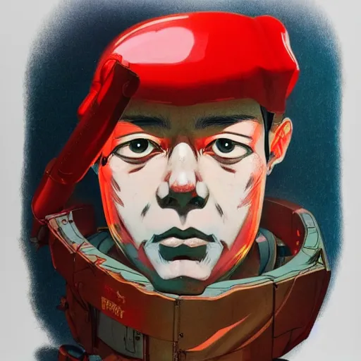 Image similar to prompt : soviet doomer portrait soft light painted by james jean and katsuhiro otomo and erik jones, inspired by akira anime, smooth face feature, intricate oil painting, high detail illustration, sharp high detail, manga and anime 1 9 9 9