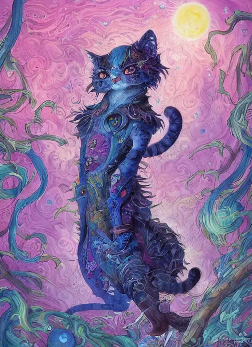 Prompt: cat seahorse fursona, autistic bisexual graphic designer and musician, long haired attractive androgynous fluffy humanoid dnd character design, sharp focus, weirdcore voidpunk fantasy digital art by artgerm, akihiko yoshida, louis wain, simon stalenhag, wlop, noah bradley, furaffinity, artstation hd, trending on deviantart