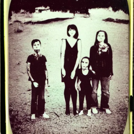 Image similar to family photo of a zombie family poloroid,