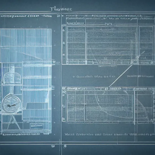 Prompt: blueprints of a military time machine