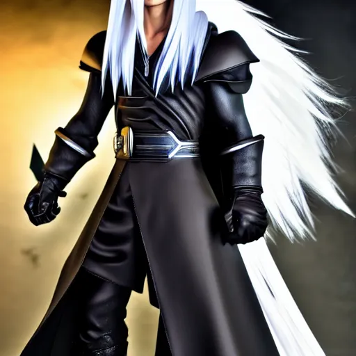 Prompt: super mario as sephiroth, highly detailed, extremely high quality, hd, 4 k, 8 k, canon 3 0 0 mm, professional photographer, 4 0 mp, lifelike, top - rated, award winning, realistic, detailed lighting, detailed shadows, sharp, no blur, edited, corrected, trending