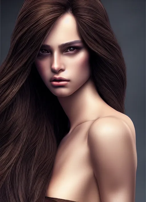 Prompt: a gorgeous female with long brown hair, photo by steven klein, realistic, full body shot, wide angle, sharp focus, 8 k high definition, insanely detailed, intricate, elegant, art by stanley lau and artgerm, floating embers