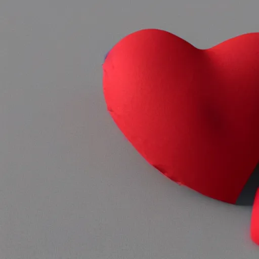 Image similar to 3d render of a badly formed red putty heart shape in the middle of a gray sheet of paper