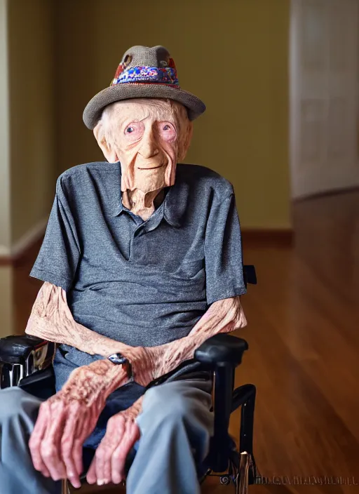 Prompt: dslr photo portrait still of 1 0 2 year old age 1 0 2 deforest kelley duncan at age 1 0 2!!!, 8 5 mm f 1. 8