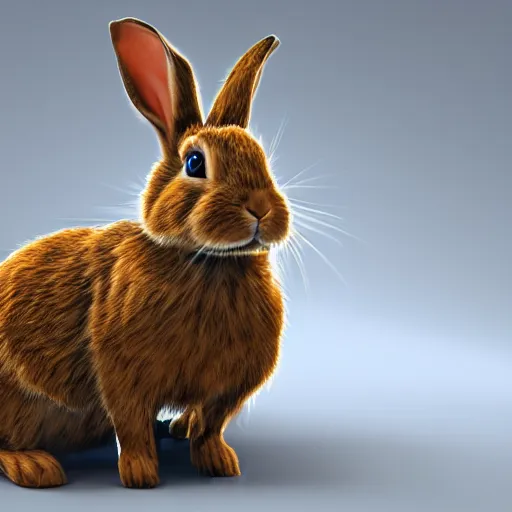 Image similar to rabbit with Realistic graphics, 3d render,