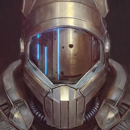 Prompt: the doomslayer with glowing armor as a realistic scifi cyberpunk knight, closeup portrait art by donato giancola and greg rutkowski, vintage retro scifi, realistic face, digital art, trending on artstation, symmetry!!!