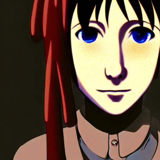 Image similar to a portrait of Lain from serial experiments: Lain Shinji Aramaki