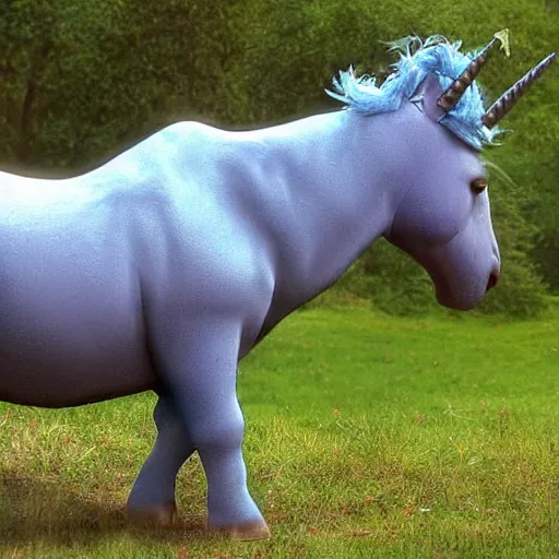 Image similar to eeyore as a depressed unicorn, high resolution photograph
