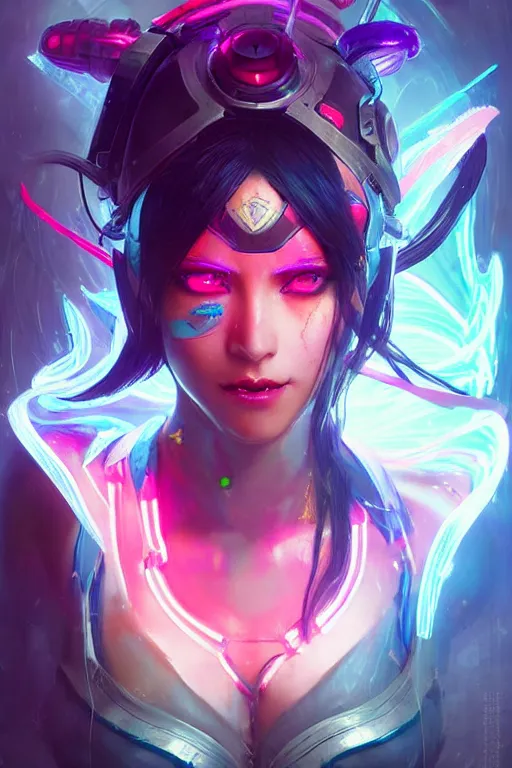 Image similar to irelia from league of legends, cyberpunk futuristic neon. decorated with traditional japanese ornaments by ismail inceoglu dragan bibin hans thoma greg rutkowski alexandros pyromallis nekro rene maritte illustrated, perfect face, fine details, realistic shaded, fine - face, pretty face, masterpiece