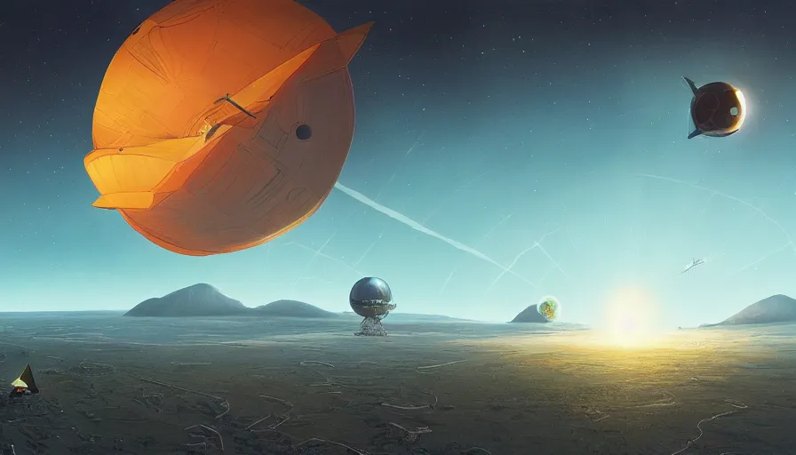Prompt: solar sail infront of sun, in space, earth visible below, simon stalenhag