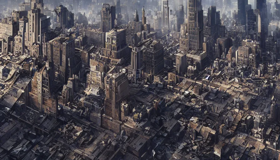 Prompt: Photo of the reconstruction of New-York after an earthquake, hyperdetailed, artstation, cgsociety, 8k