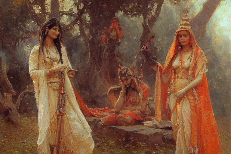 Prompt: hinduism, painting by gaston bussiere, greg rutkowski, jean giraud