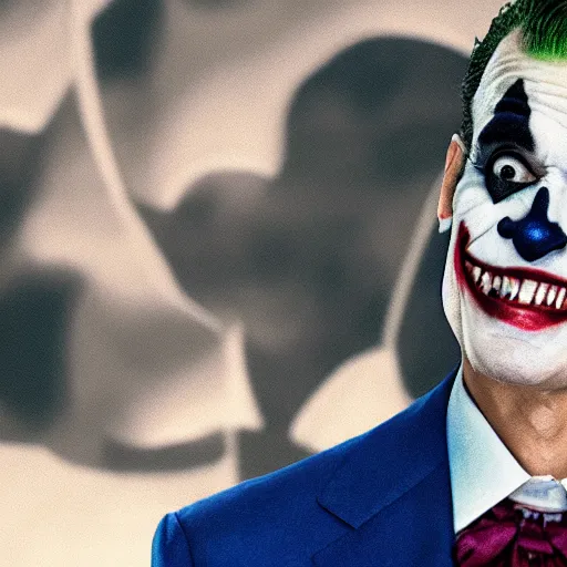 Prompt: film still of Barack Obama as joker in the new Joker movie