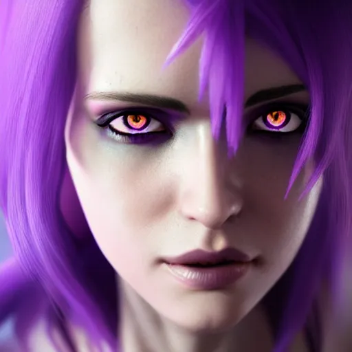 Premium AI Image  A black and white anime girl with purple eyes