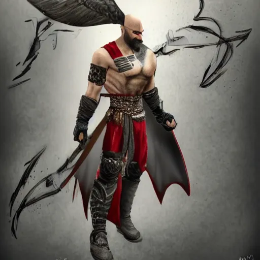 Image similar to kratos wearing agent 47 suit holding 2 desert eagle