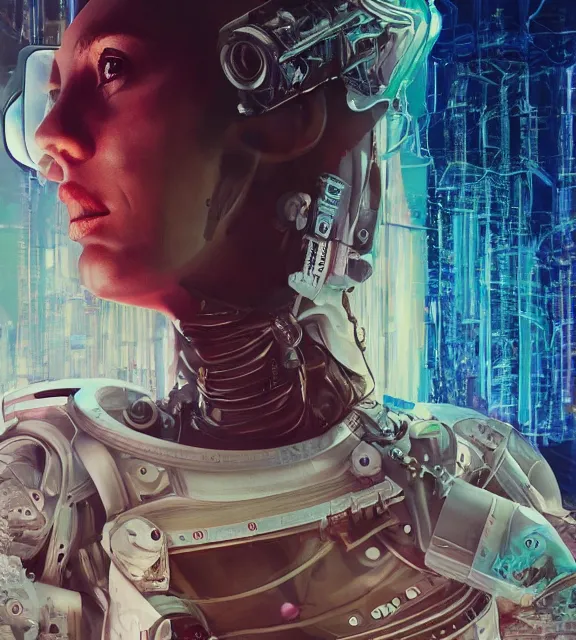 Prompt: hyperrealistic portrait of a woman monster futuristic astronaut, sofia coppola, cyberpunk, well lit, intricate abstract. gucci style, intricate artwork, high detail, figurative art, multiple exposure, poster art, 3 d, by stanley kubrick and tooth wu and wlop and beeple, realistic, hyperdetailed, 8 k resolution.