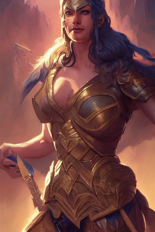 Image similar to amazon valkyrie athena, d & d, fantasy, portrait, highly detailed, headshot, digital painting, trending on artstation, concept art, sharp focus, illustration, art by artgerm and greg rutkowski and magali villeneuve